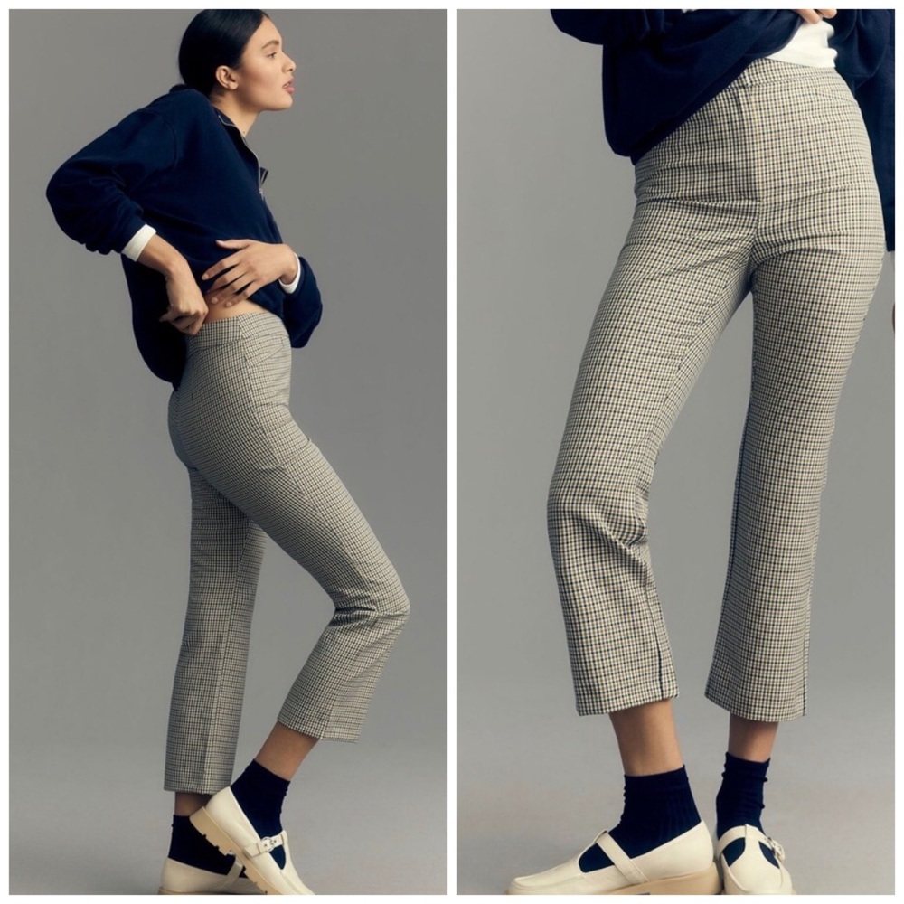 NWT Maeve Anthropologie Plaid Checkered Cropped Trouser Pants Check